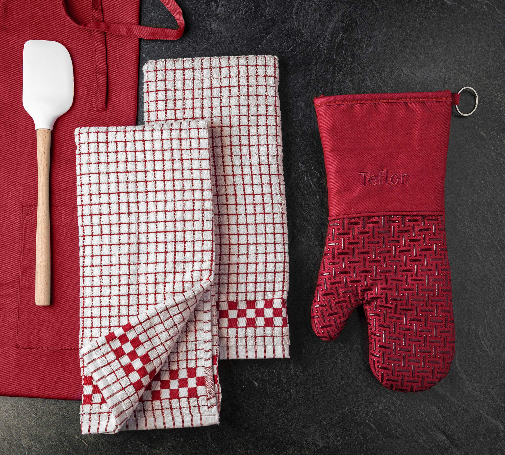 Premium XLNT Red Kitchen Towels (9 Pack) - 100% Cotton Dish Towels | Super Absorbent & Durable Dishcloths for Cleaning, Drying & Scrubbing | Quick-Drying Washcloths for Kitchen, Dining & Tea Time | Multipurpose Hand Towels Set for Everyday Use