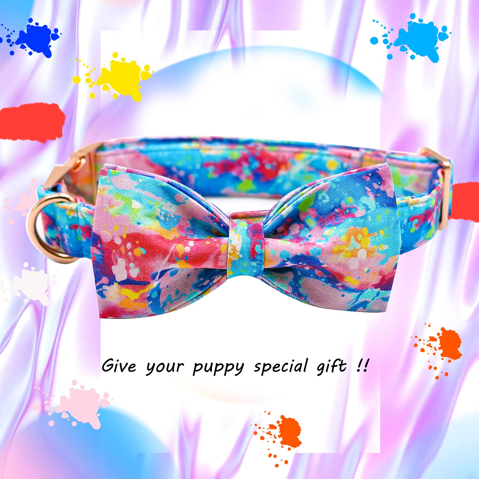 Lionheart Glory Dog Collar with Bow - Adjustable Colorful Pet Collar for Small Medium Large Dogs | Perfect for Daily Walks, Grooming & Special Occasions