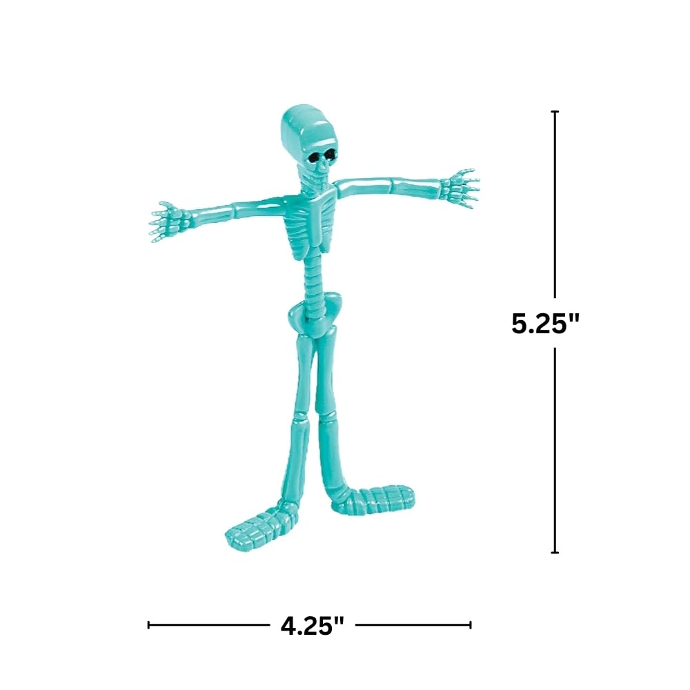 Spookadelic Neon Skeleton Bendable Figures - 24pc Halloween Party Decorations & Character Toys for Kids - Perfect for Trick-or-Treating, Classroom Activities & Spooky Home Decor