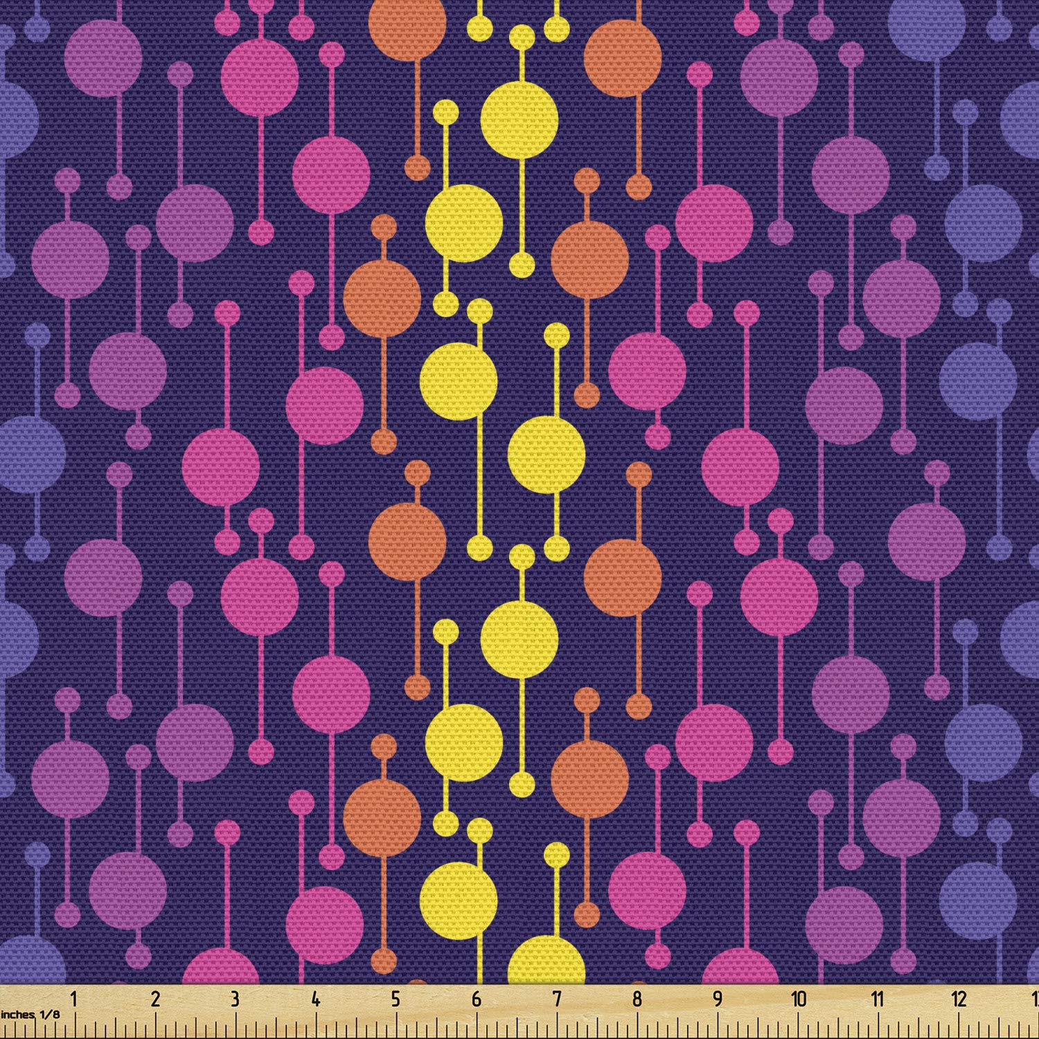 Ambesonne Pastel Fabric by The Yard - Geometric Circles Linked Rounds Creative Bubbles Contemporary Print - Decorative Upholstery Fabric for Sofa, Curtains & Home Decor - 5 Yards Purple Multicolor - Perfect for DIY Projects, Crafting & Modern Interior Design