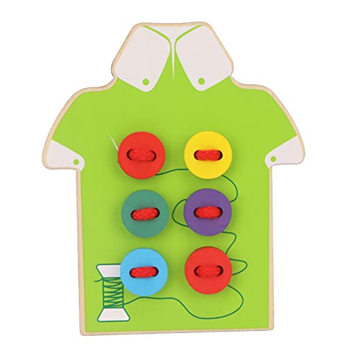 Wooden Lacing Toy for Toddlers - Fine Motor Skills Development & Amblyopia Training - Montessori Educational Toy for Kids - Travel & Home Use - Green