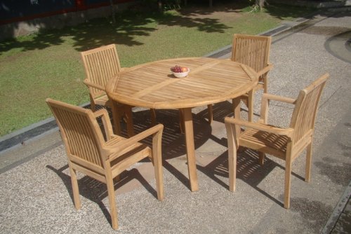 Premium 5-Piece Teak Wood Dining Set - 48