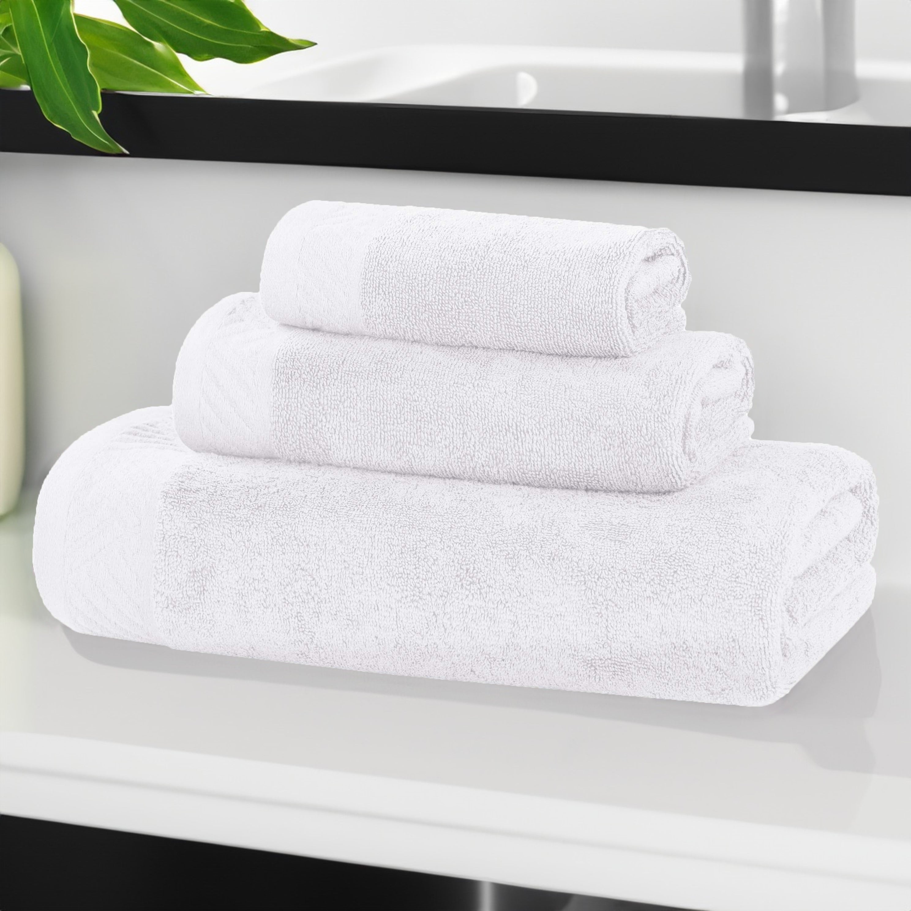 Premium Basketweave Egyptian Cotton 3-Piece Towel Set - Ultra Soft & Absorbent Bath, Beach & Gym Towels for Luxury Spa, Pool & Travel Use