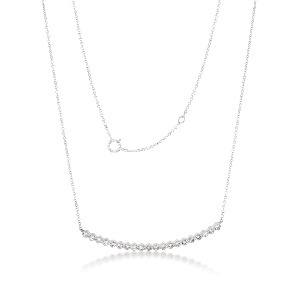14ct White Gold 1/2 Carat Diamond Necklace - 45cm Chain with 20 Sparkling Diamonds - Elegant Jewelry for Women, Perfect for Weddings, Anniversaries & Special Occasions