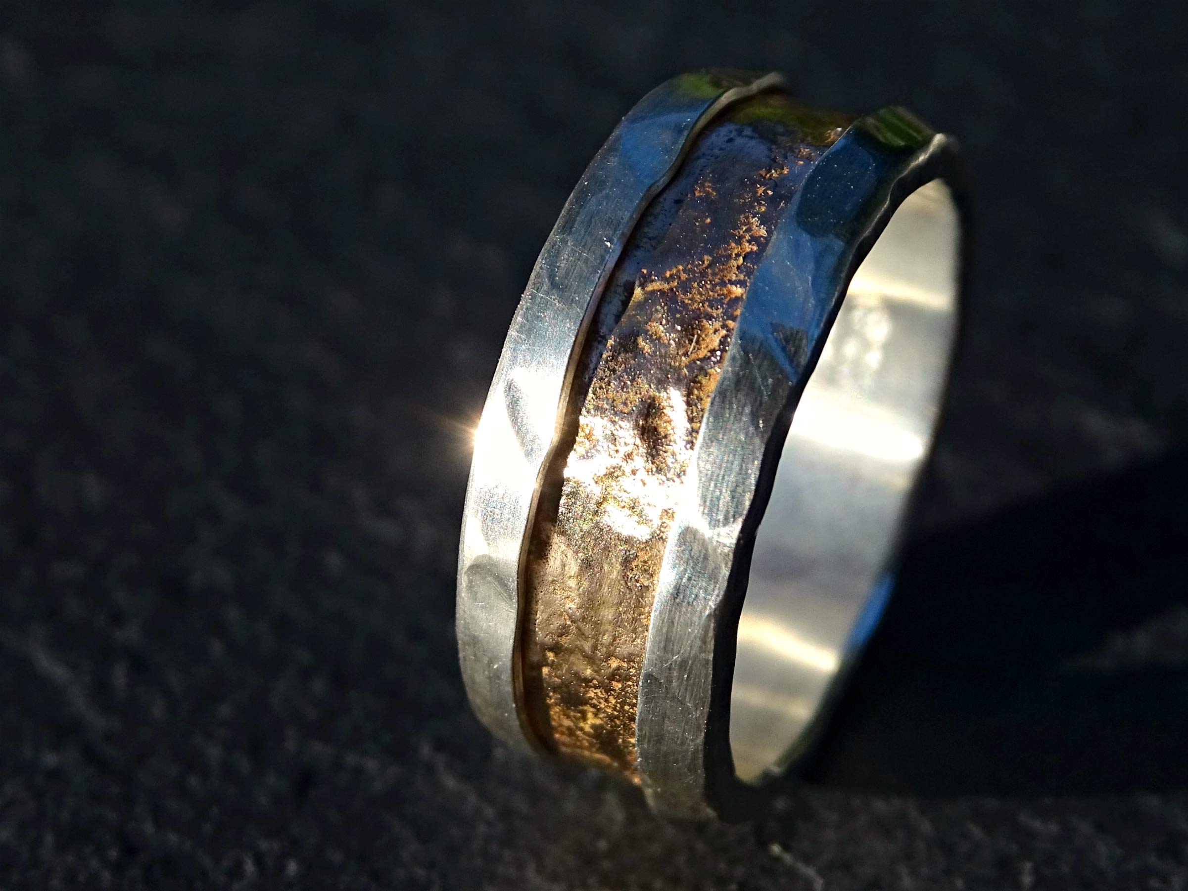 Viking Wedding Band Rose Gold Ring for Men - Molten Gold & Silver Mens Engagement Ring, Durable & Stylish Gift for Him - Perfect for Weddings, Anniversaries & Special Occasions