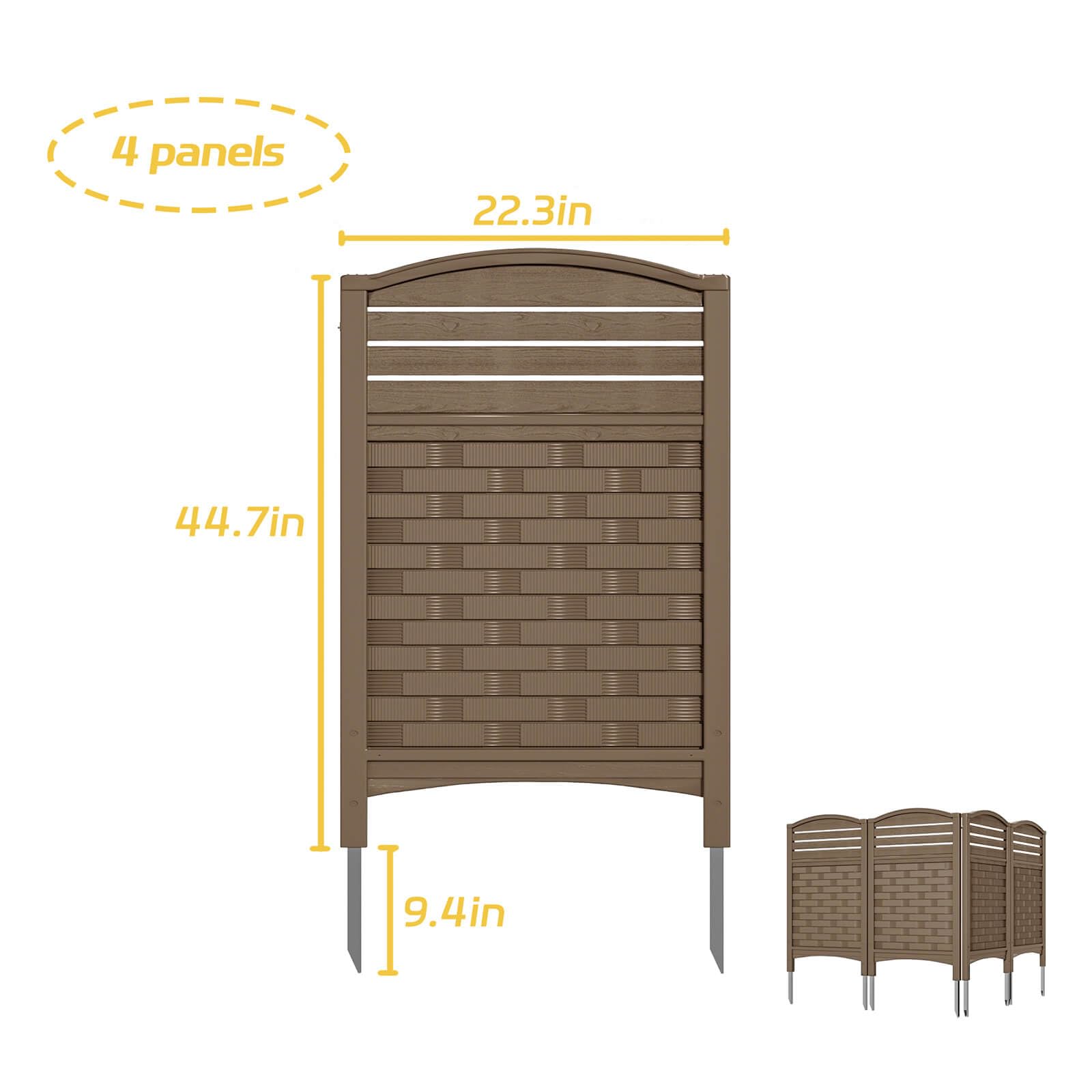 ADDOK 4-Panel Vinyl Privacy Fence Screen for AC Units & Outdoor Equipment - 45