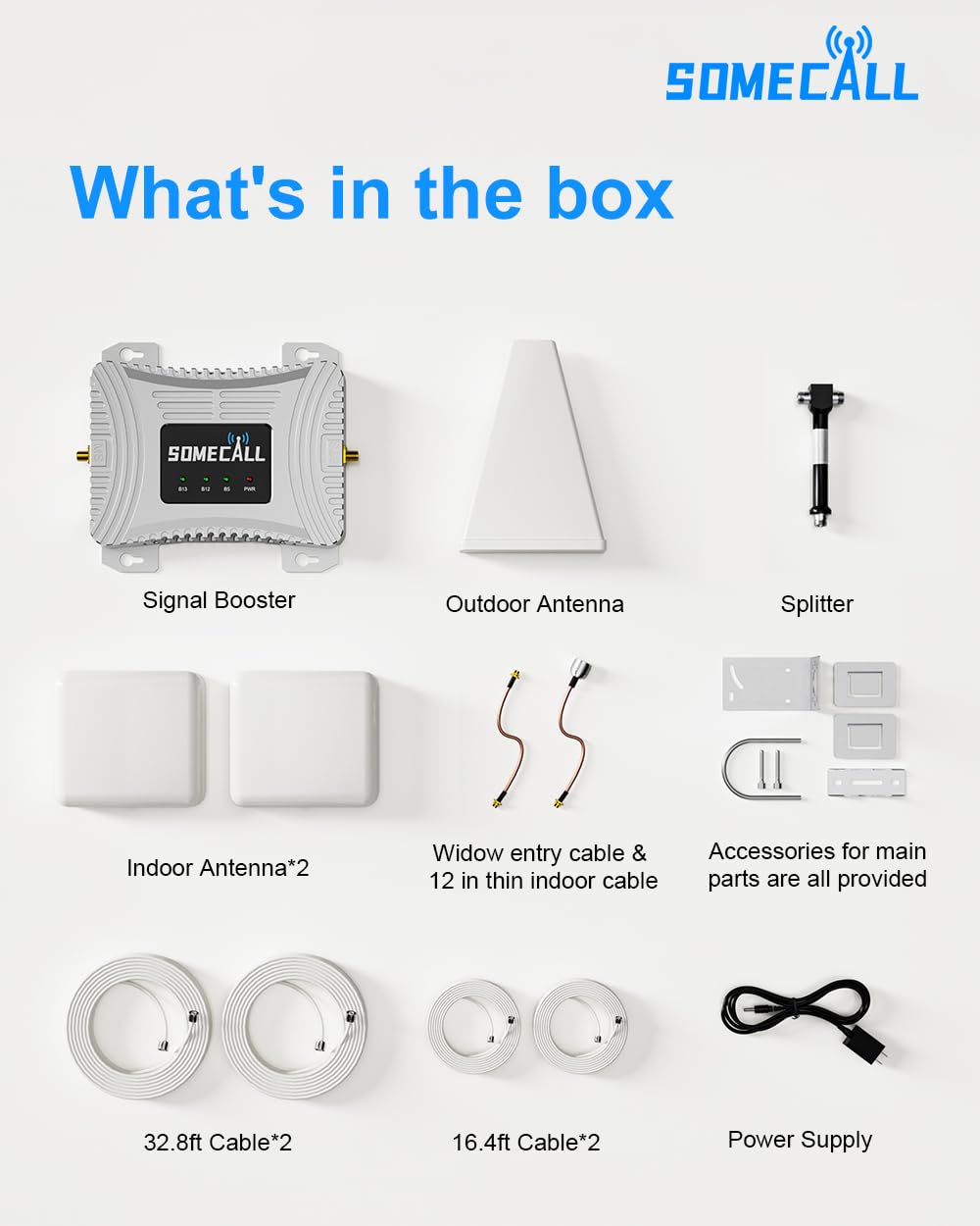 Best Cell Phone Signal Booster for Home - Up to 9000 Sq Ft Coverage, 5G/4G LTE/3G Compatible with Verizon, AT&T, T-Mobile (Bands 5/12/13/17), FCC Approved - Includes 2 Indoor Antennas - Perfect for Rural Areas, Basements & Large Homes with Weak Reception