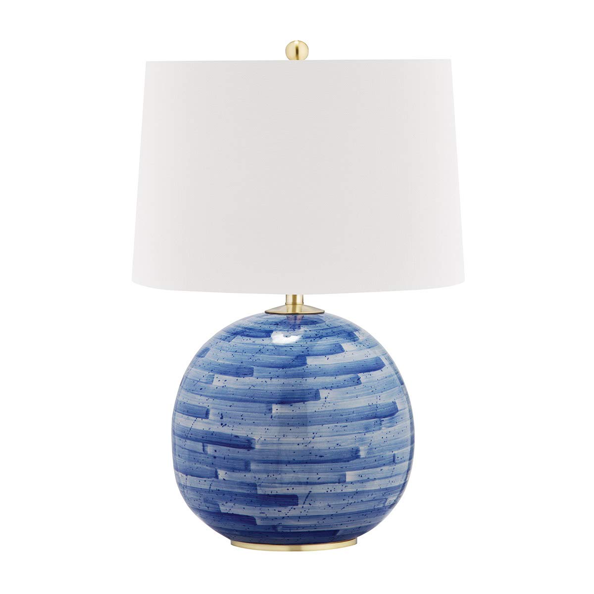 Vintage Aged Brass & Blue Ceramic Table Lamp - 24 Inch Height, 1 Light Fixture (WEX429057) | Perfect for Bedroom Nightstand, Living Room End Table & Office Desk Lighting Decor
