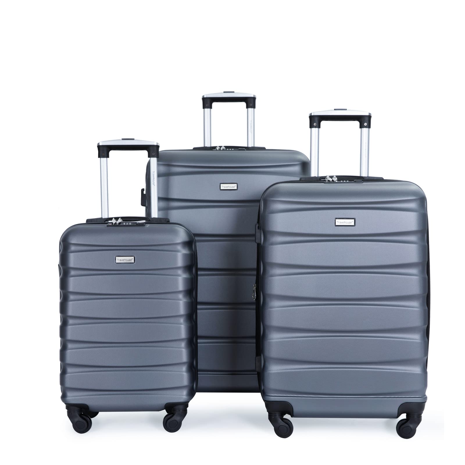 Rubyurphy Expandable 3 Piece Luggage Set - Lightweight ABS Spinner Suitcase with TSA Lock, Durable PC+ABS Travel Luggage (3-Piece, Gray) - Perfect for Family Vacations, Business Trips & International Travel