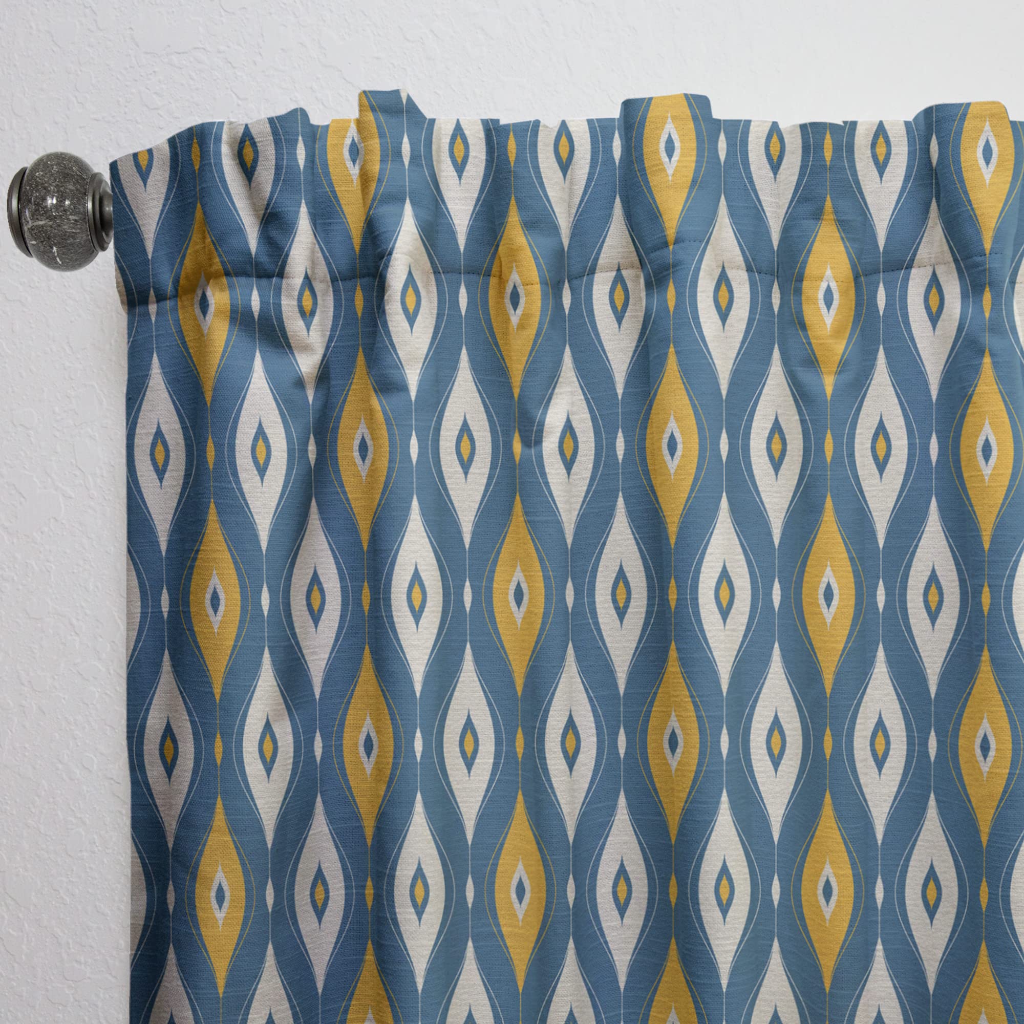 DesignQ Retro Abstract Pattern II Thermal Insulated Curtains - 52x84 Single Panel for Bedroom & Living Room - Perfect for Home Decor & Light Control