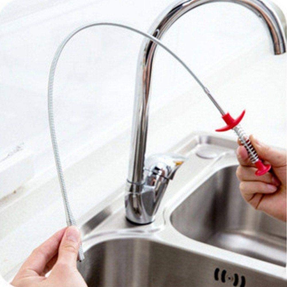 GLIVE Kitchen & Bathroom Sink Drain Cleaner Tool - 60CM Wire Stick for Hair Clog Removal, Pipe Snake & Drain Unclogger - Perfect for Shower, Bathtub, and Basin Drain Maintenance