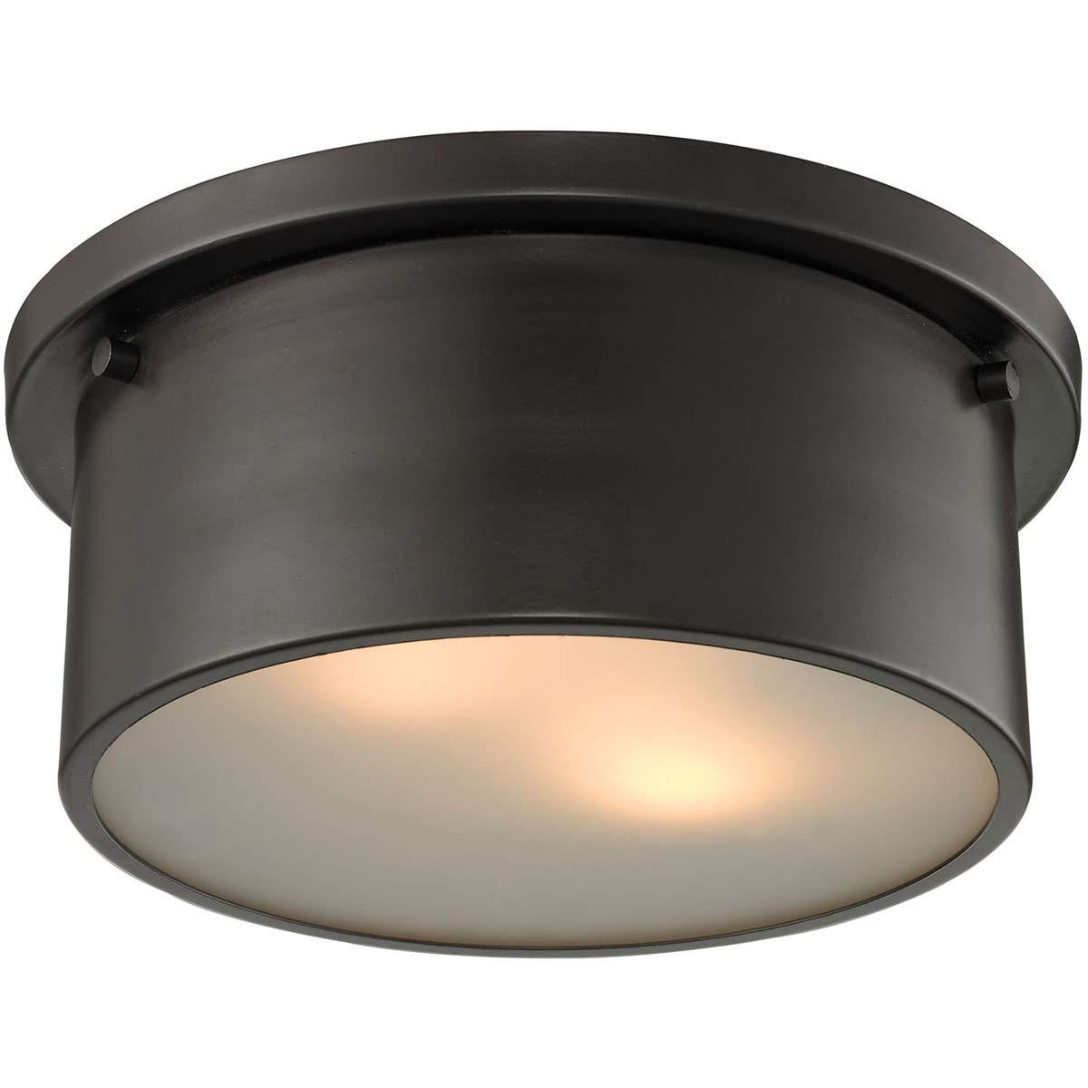 Elk Home Simpson 2-Light Flush Mount Ceiling Light - Oil Rubbed Bronze Finish with Frosted Glass Diffuser, Dimmable - Perfect for Bedroom, Hallway, and Entryway Lighting