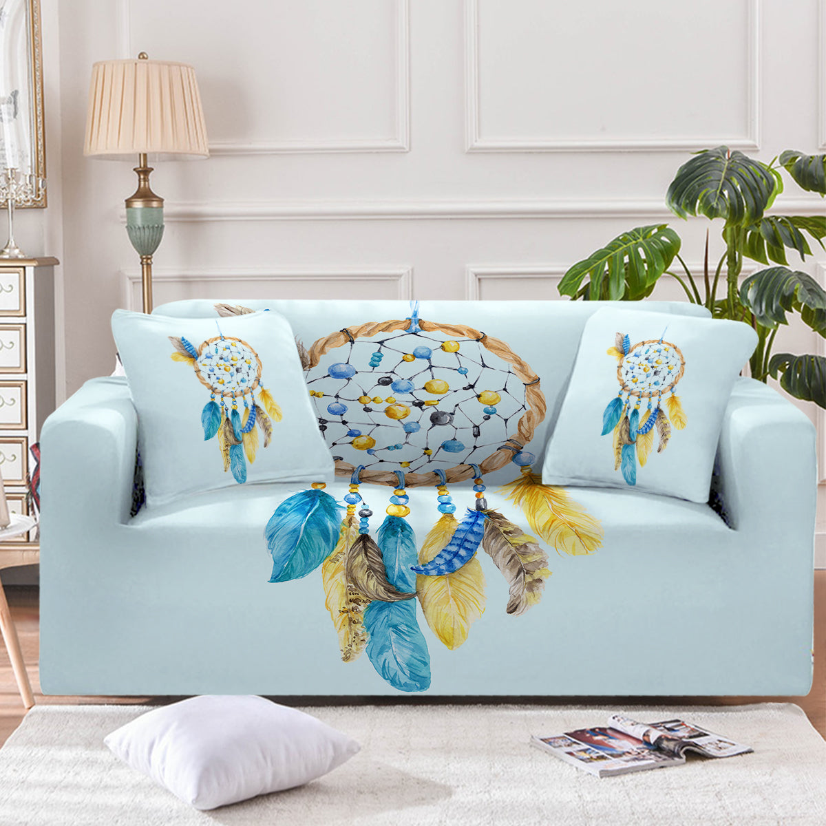 Premium Blue Sofa Cover - Soft, Stretchable & Washable Couch Slipcover for Living Room, Sectional, Loveseat - Perfect for Home Decor & Pet Protection