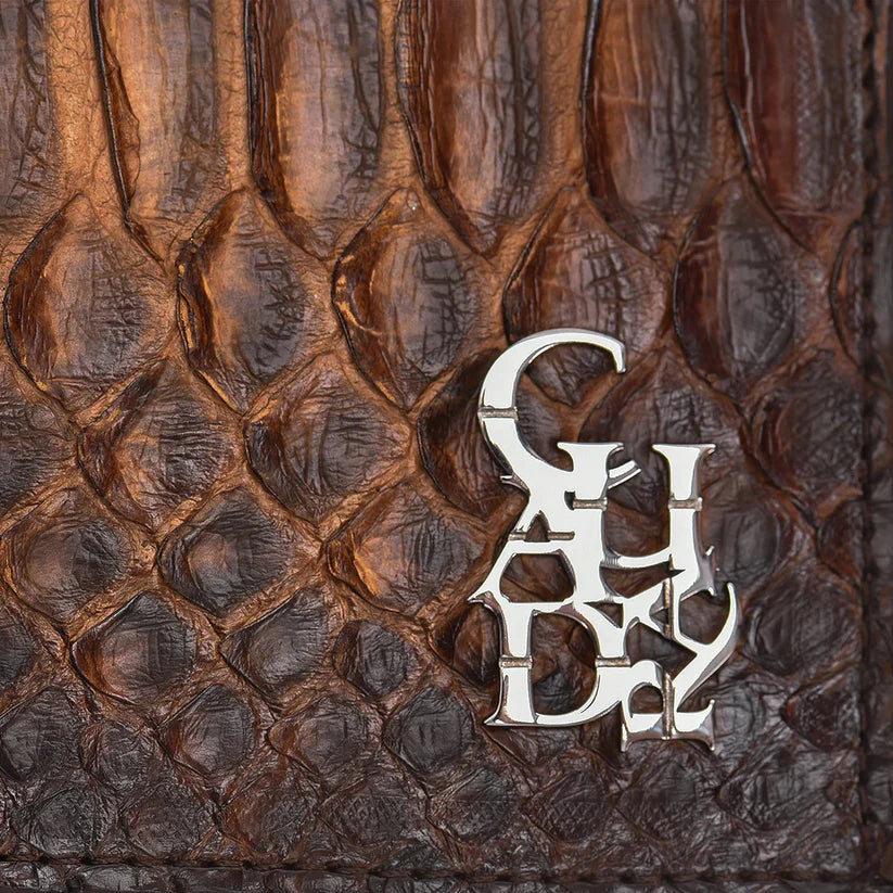 Luxury Cuadra Honey Python Skin Bifold Wallet for Men - Genuine Leather Slim RFID Blocking Wallet for Everyday Use & Travel