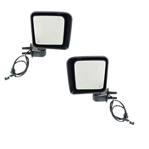2015-2017 Jeep Wrangler Power Heated Rear View Mirror Assembly - Smooth Black Pair for JK Models | Perfect for Off-Roading & Winter Driving