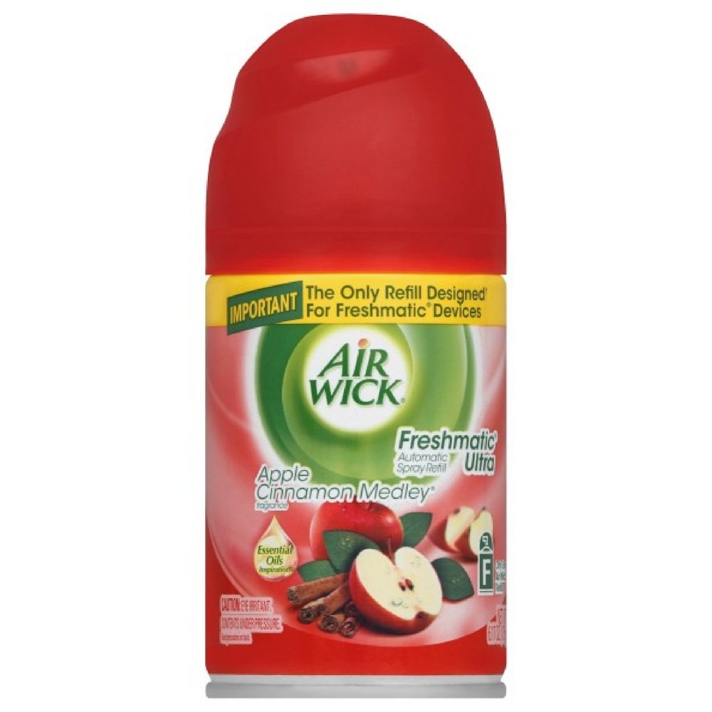 Air Wick Freshmatic Automatic Spray Air Freshener - Apple Cinnamon Scent, 6.17oz Refill for Home & Office | Eliminates Odors in Living Room, Kitchen & Bathroom | Continuous Fragrance Release