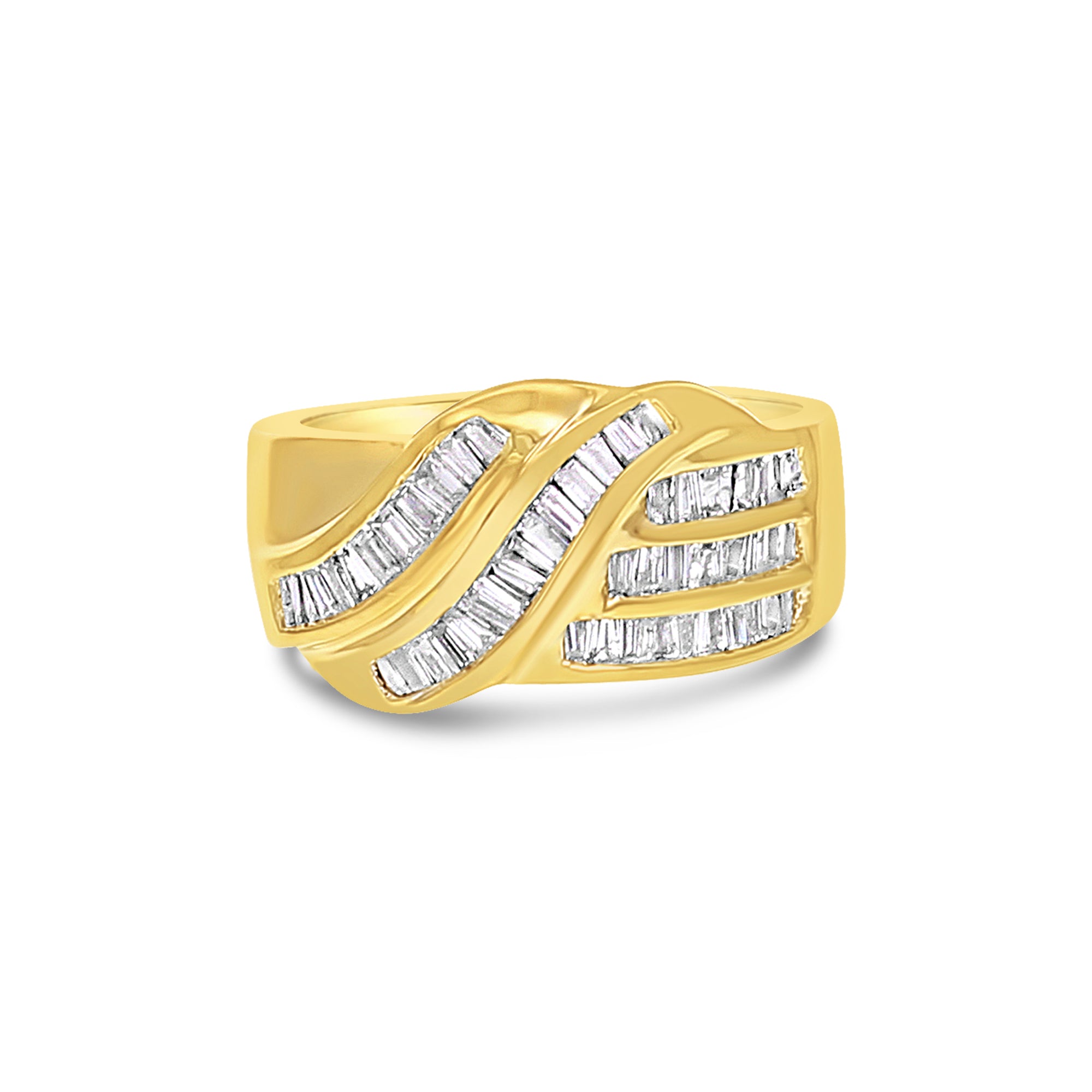 1.00cttw Baguette Diamond Cocktail Ring in 14K Yellow Gold | Elegant Party & Evening Wear Jewelry for Women