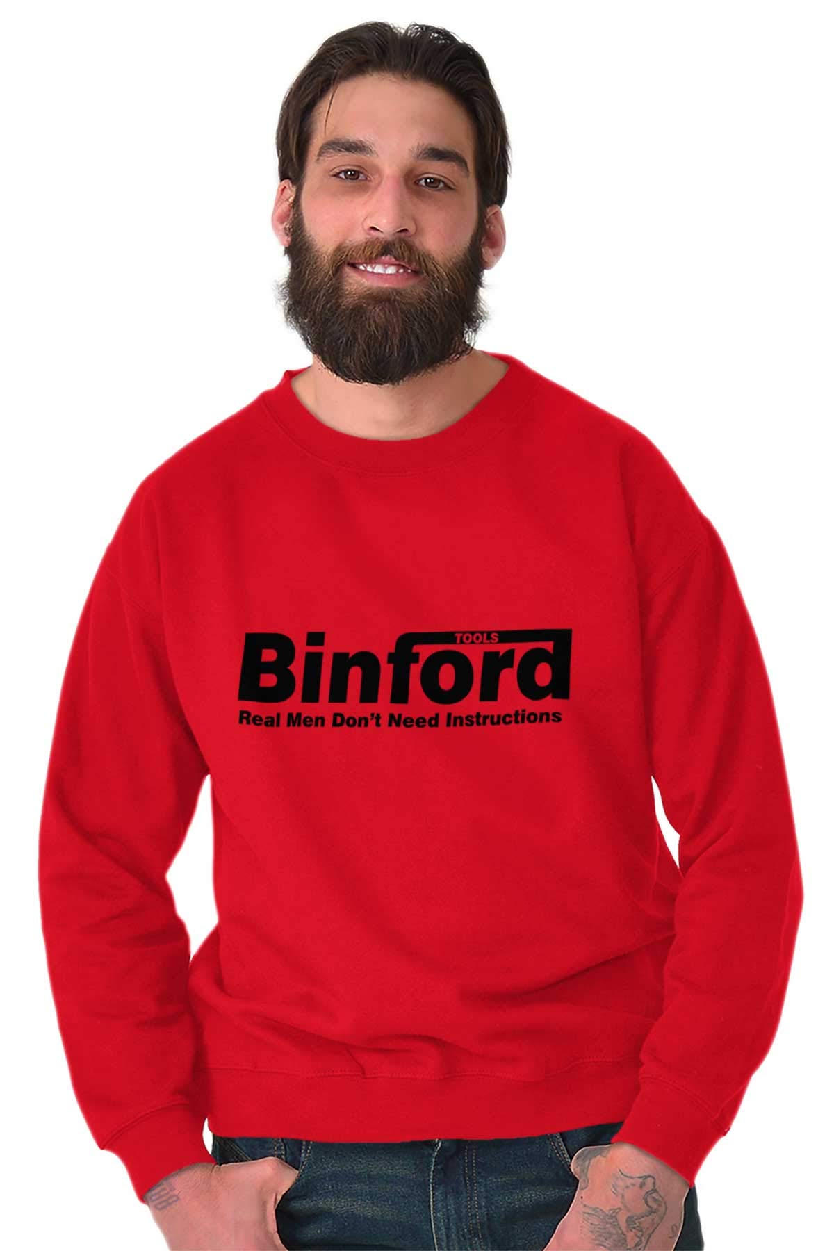 Brisco Brands Binford Tools Real Men No Instruction Sweatshirt - Unisex Pullover Hoodie for Men & Women | Perfect for DIY Projects, Construction Work & Casual Wear