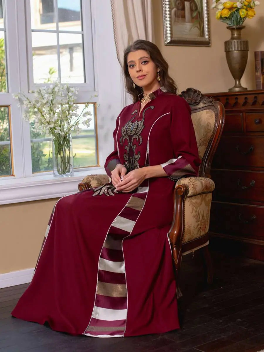 Elegant Eid Dress for Women - Sparkling Sequins & Embroidery Kaftan Caftan - Perfect for Eid Celebrations, Parties, and Special Occasions