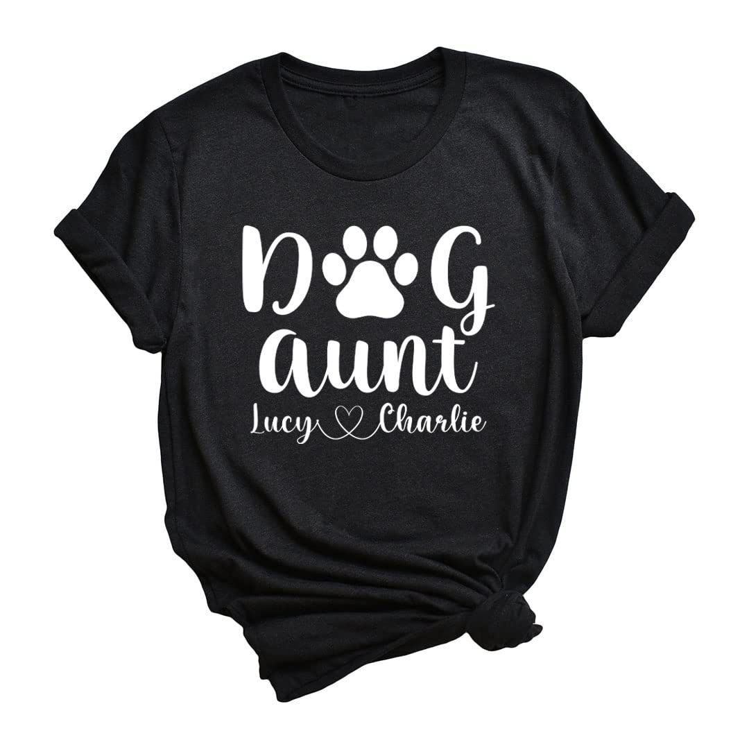 Custom Dog Aunt T-Shirt with Your Pet's Name - Perfect Gift for Dog Lovers & Dog Moms - Great for Birthdays, Holidays & Family Gatherings
