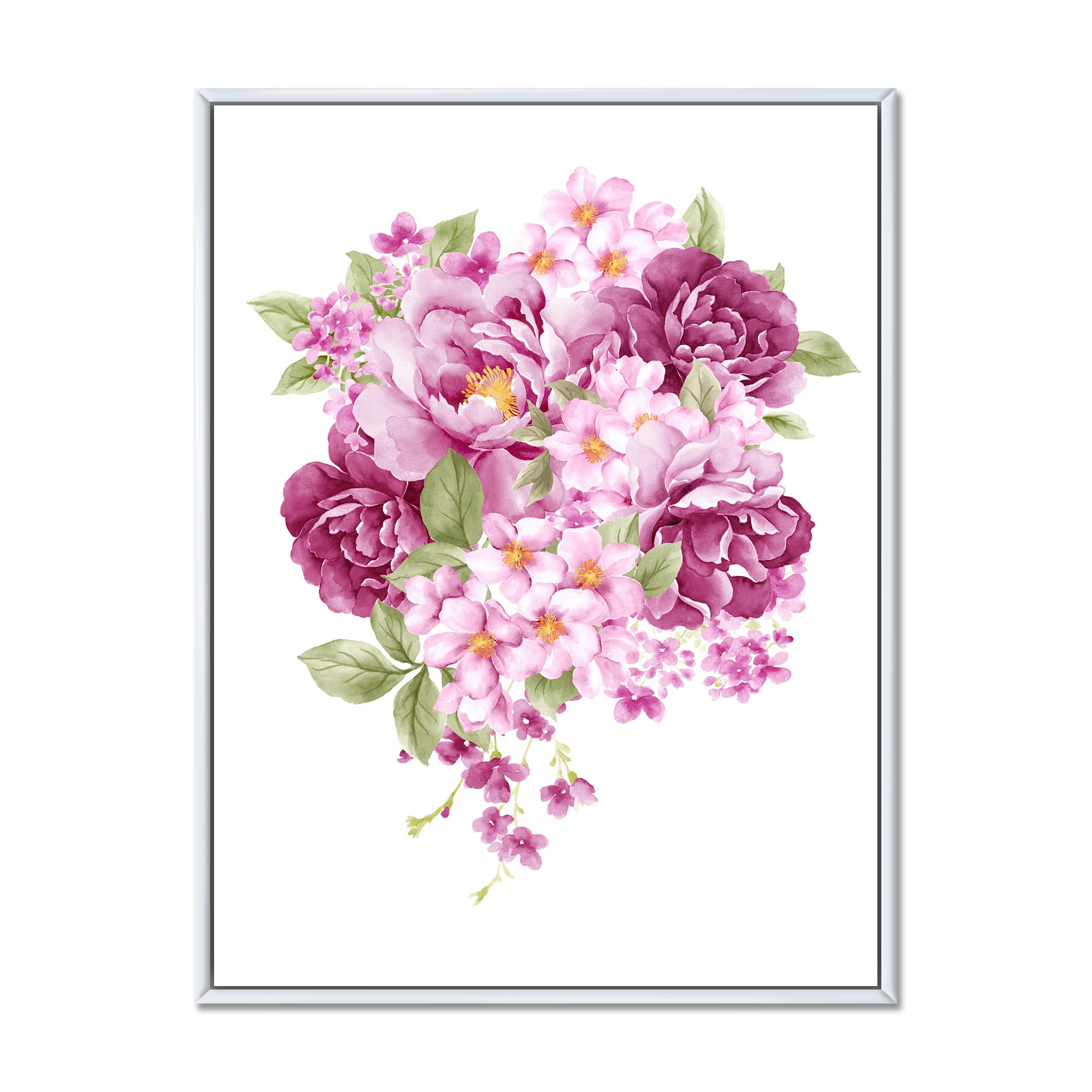 Vintage Pink Floral Canvas Wall Art Print - Handmade Framed Home Decor for Living Room, Bedroom & Office
