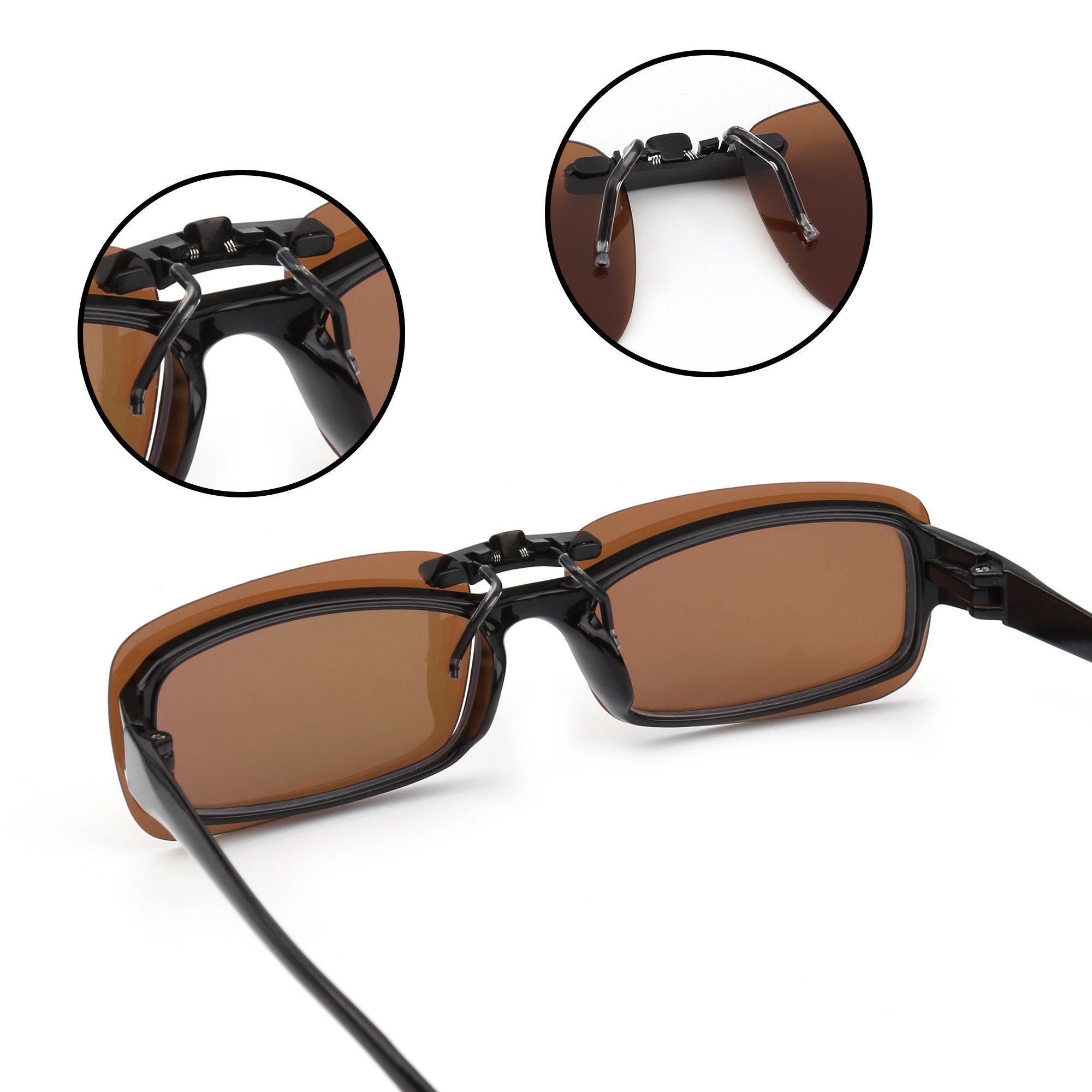 Polarized Rimless Rectangle Clip-On Sunglasses for Men & Women - Lightweight UV Protection for Driving, Outdoor & Fashion Use