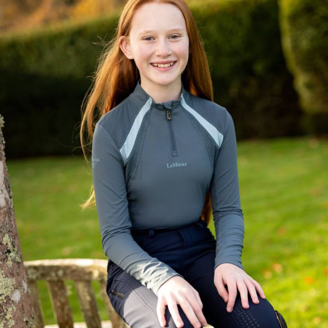 LeMieux Young Rider Mia Mesh Base Layer - Breathable Equestrian Shirt for Kids & Teens - Perfect for Horse Riding, Training & Competitions