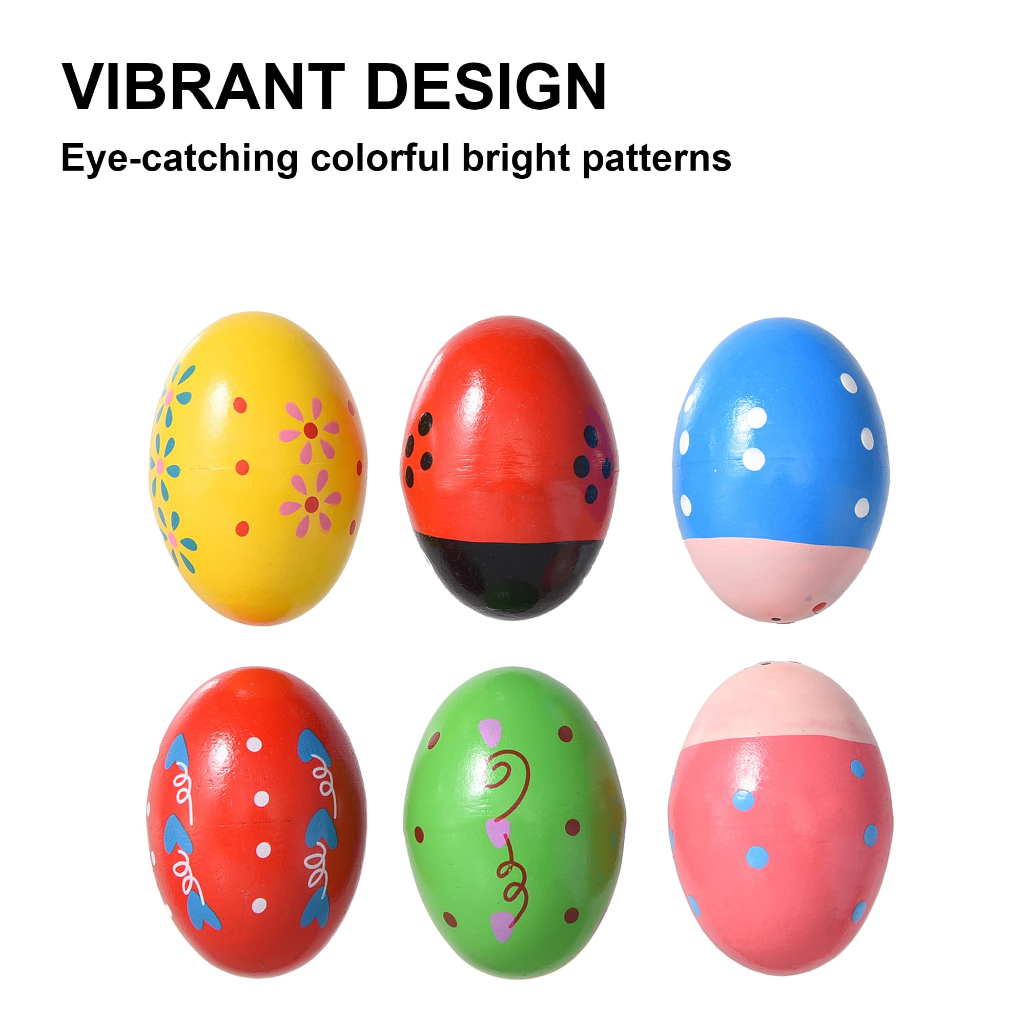 6 Pcs Wooden Easter Egg Shakers - Musical Percussion Instruments for Kids & Babies, Easter Basket Stuffers & Valentine's Day Gifts - Perfect for Easter Egg Hunts, Classroom Activities & Sensory Play