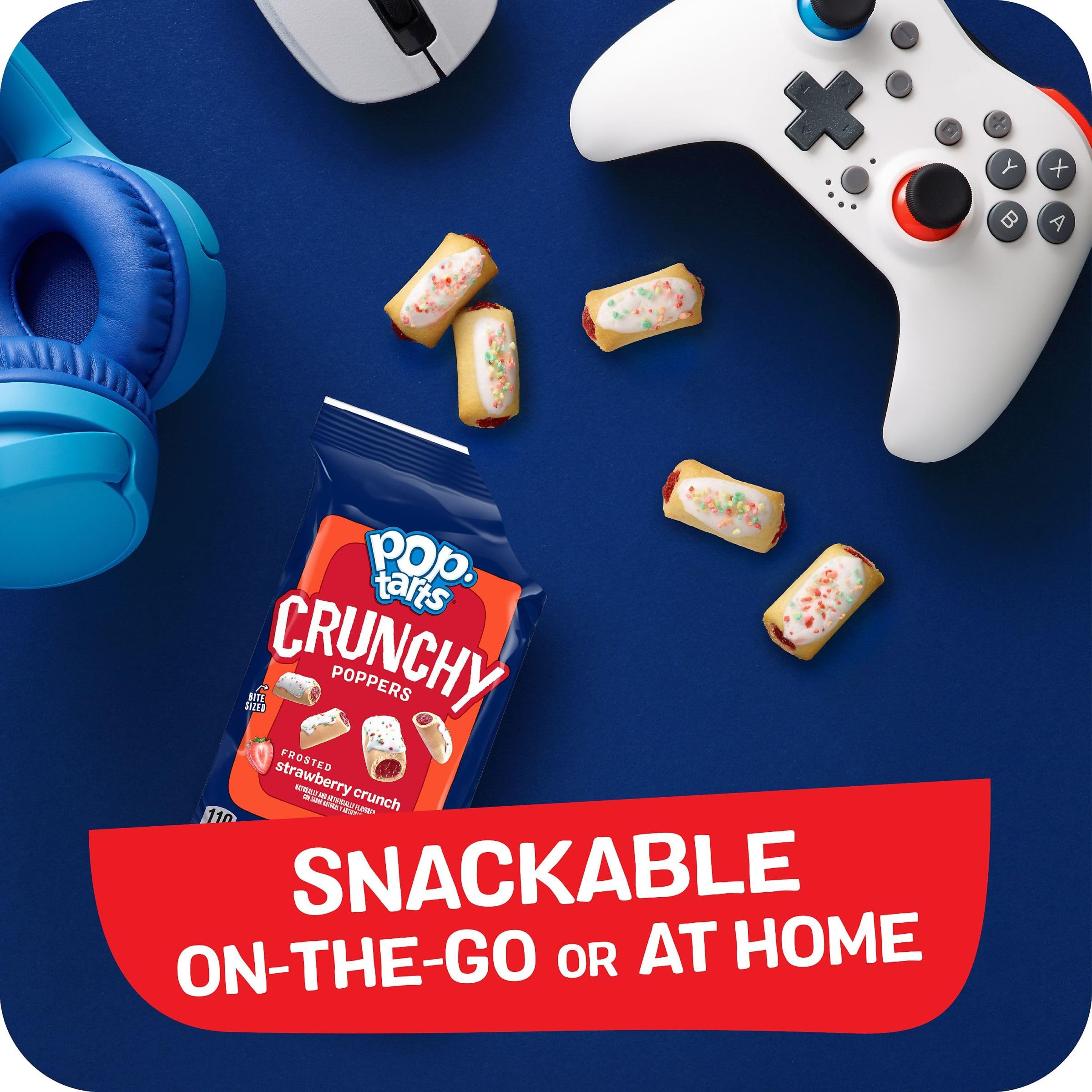 **Pop-Tarts Crunchy Poppers - Frosted Strawberry Filled Snack Bites, 5oz Box (5 Pouches) - Kids Lunchbox Snacks, After School Treats & On-the-Go Energy Boost**