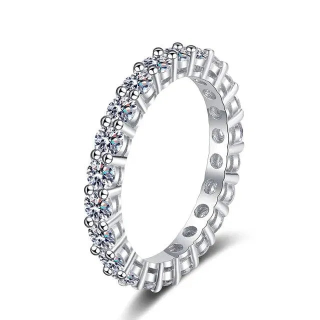5mm 7ct D Color Moissanite Ring - 925 Silver Plated with White Gold Wedding Band, Eternity Band, Engagement Ring for Women | Perfect for Proposals, Anniversaries & Special Occasions