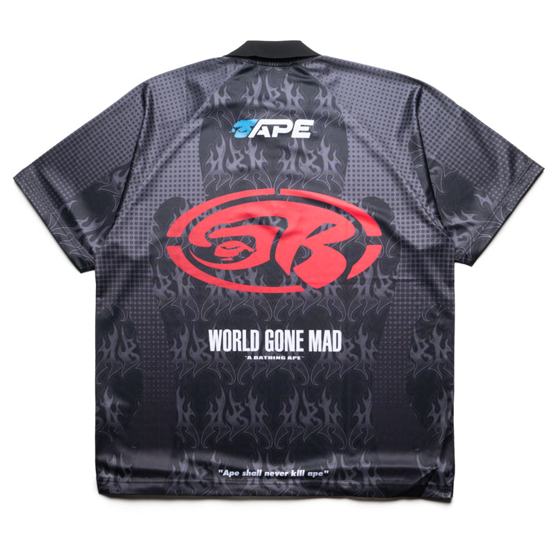 BAPE Flame Pattern Half Zip Polo Shirt for Men - Black | Streetwear Fashion, Casual Wear & Urban Style Outfit