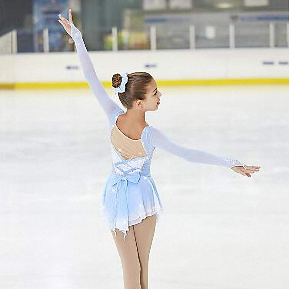 Women's Figure Skating Dress - Blue & White Spandex High Elasticity Competition Skating Wear for Girls & Adults - Perfect for Ice Skating Performances, Competitions & Practice