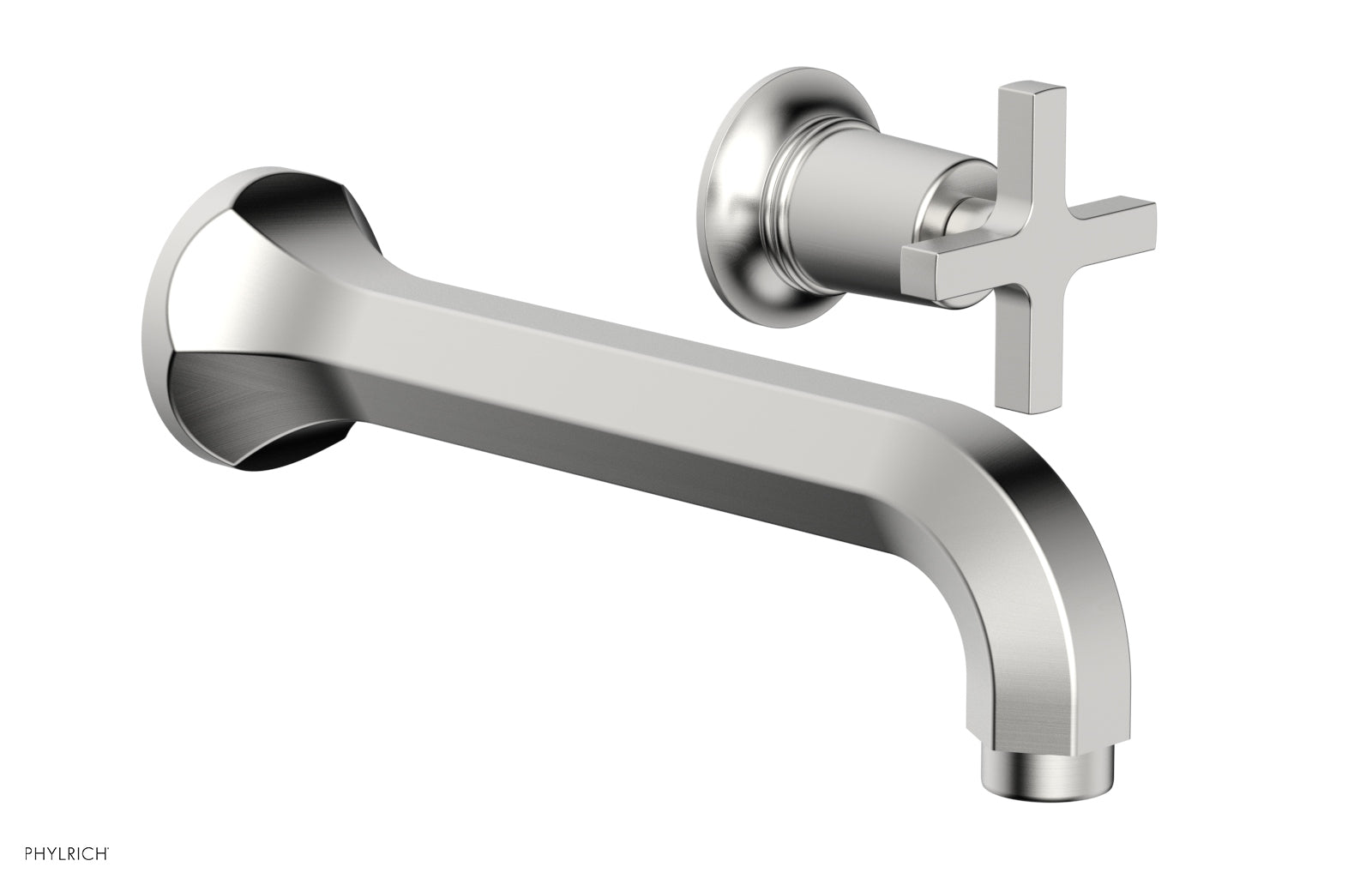HEX MODERN Single Handle Wall Mounted Lavatory Faucet Set with Cross Handle 501 15 - Perfect for Bathroom Sink, Powder Room, and Guest Bath Installation