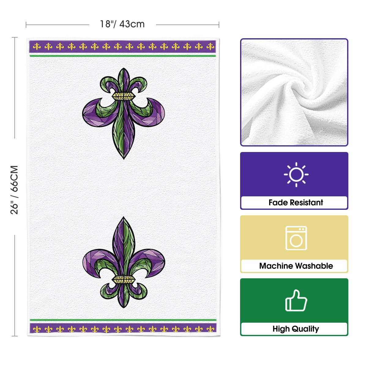 Artoid Mode Iris Mardi Gras Kitchen Towels Set of 2 - 18x26 Inch Decorative Dish Cloths & Hand Towels for Festive Cooking, Baking and Holiday Home Decor