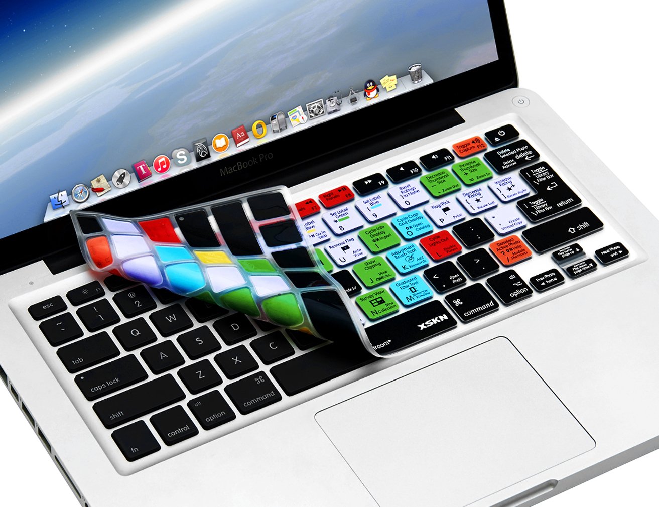 XSKN Adobe Lightroom Shortcuts Keyboard Cover for MacBook - Hot Keys Skin Compatible with MacBook Air 13 & MacBook Pro 13/15/17 (US/EU ISO Layout) - Perfect for Photo Editing & Digital Artists