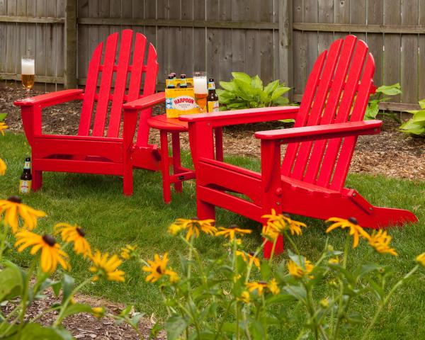 Polywood Classic Folding Adirondack Chair 3-Piece Set - Outdoor Patio Furniture for Deck, Poolside & Garden Relaxation