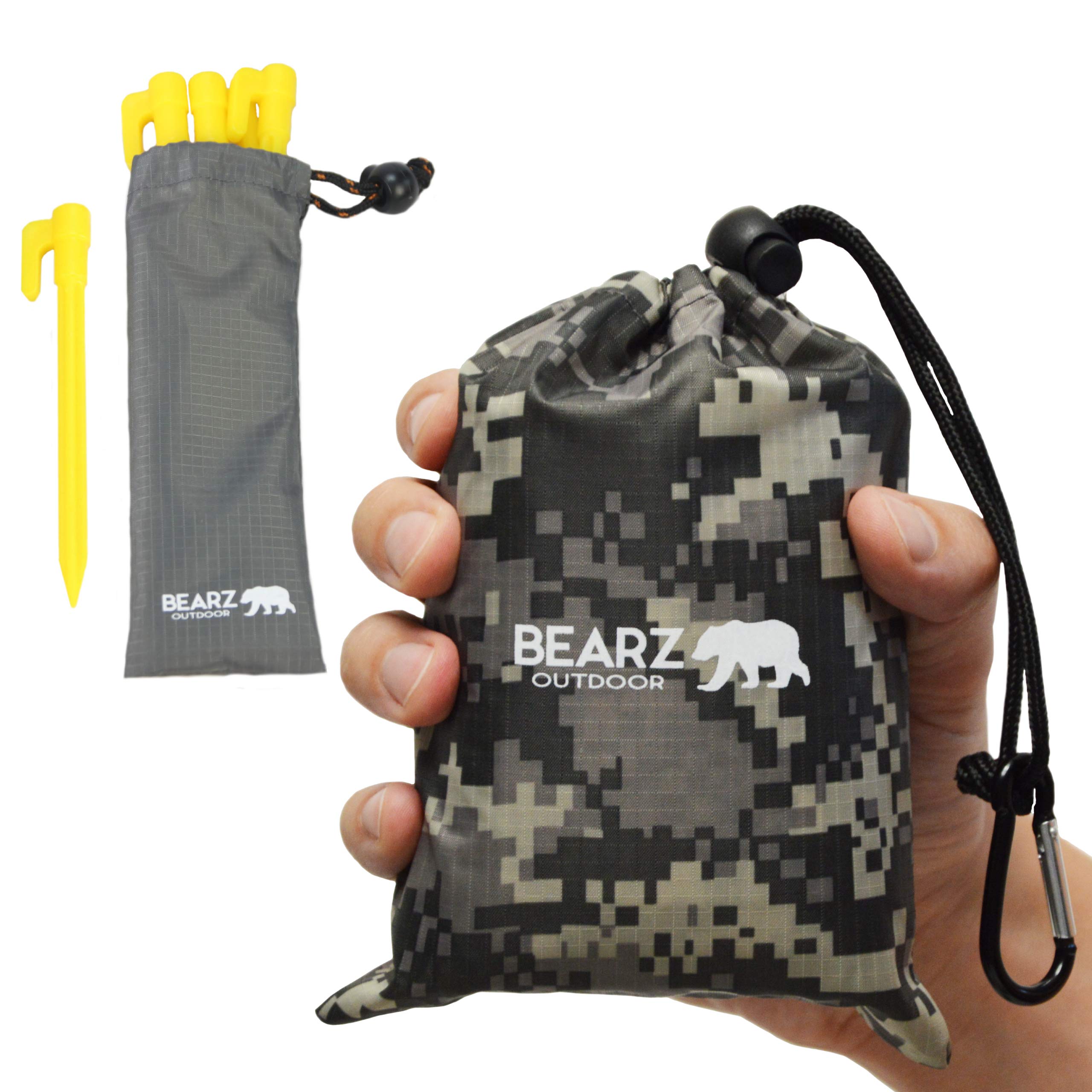 Waterproof Portable Pocket Blanket for Beach, Camping & Picnic - Lightweight Travel Blanket with Stakes - Outdoor Picnic Mat & Camping Tarp (Camouflage) | Perfect for Hiking, Backpacking, Beach Days & Outdoor Adventures