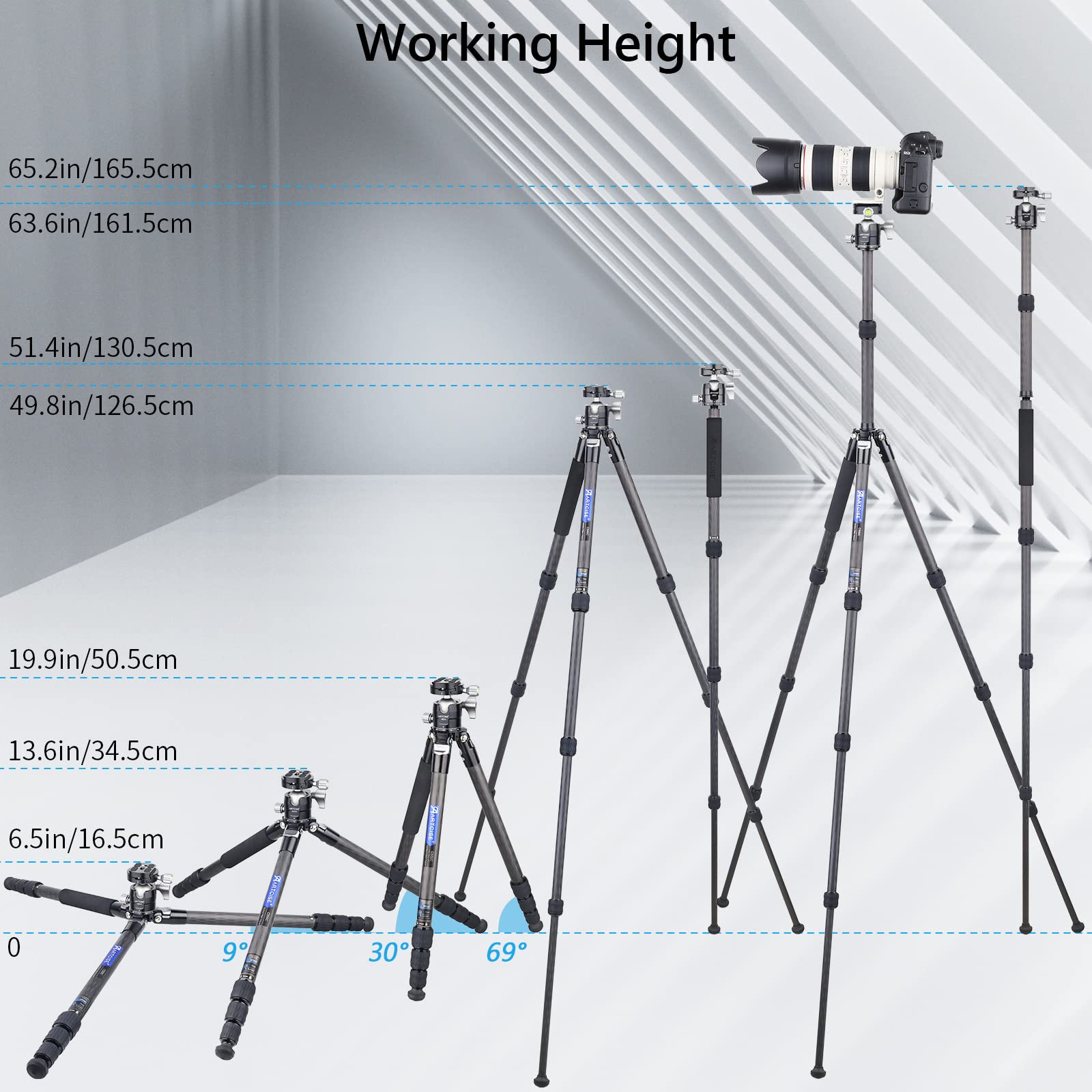 Compact 10-Layer Carbon Fiber Tripod with 35mm Low Profile Ball Head - Detachable Travel Monopod & Magic Arm + Phone Clip (15kg Max Load) - Perfect for Travel Photography, Vlogging & Outdoor Shooting