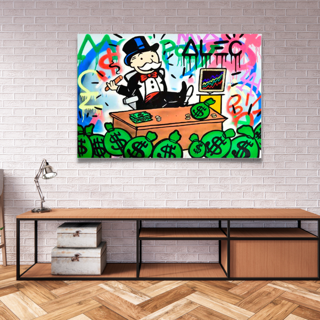 Alec Monopoly Stock Broker Art: Millionaire Canvas Print Wall Decor for Office, Living Room & Gallery | Modern Investment-Themed Artwork