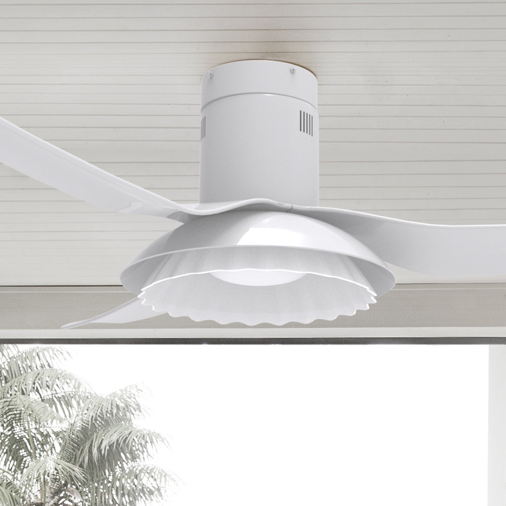 52 Inch Daisy Low Profile Smart Ceiling Fan with LED Light & Remote Control - Perfect for Bedroom, Living Room, and Office Spaces