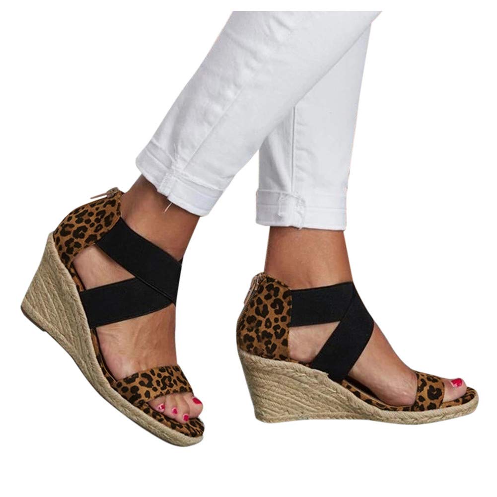 Women's Wedge Sandals - Comfortable Espadrille Platform Open Toe Criss Cross Casual Summer Shoes for Beach, Vacation & Everyday Wear