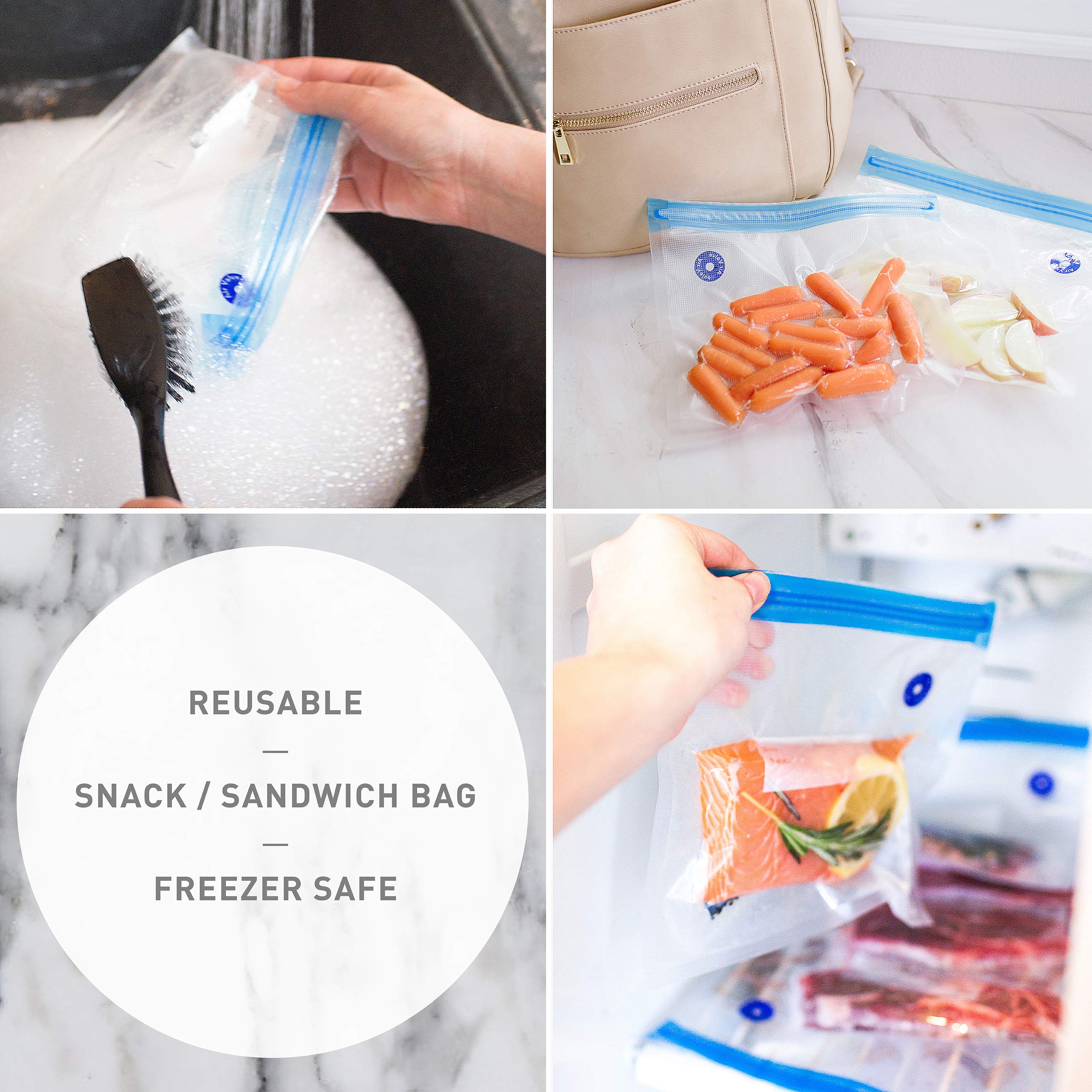 Premium Sous Vide Bags Kit - 20 Pcs Vacuum Sealer Bags with Hand Pump & Clips for Joule, Anova & All Sous Vide Cookers (3 Sizes) | Perfect for Food Storage, Meal Prep & Restaurant Use