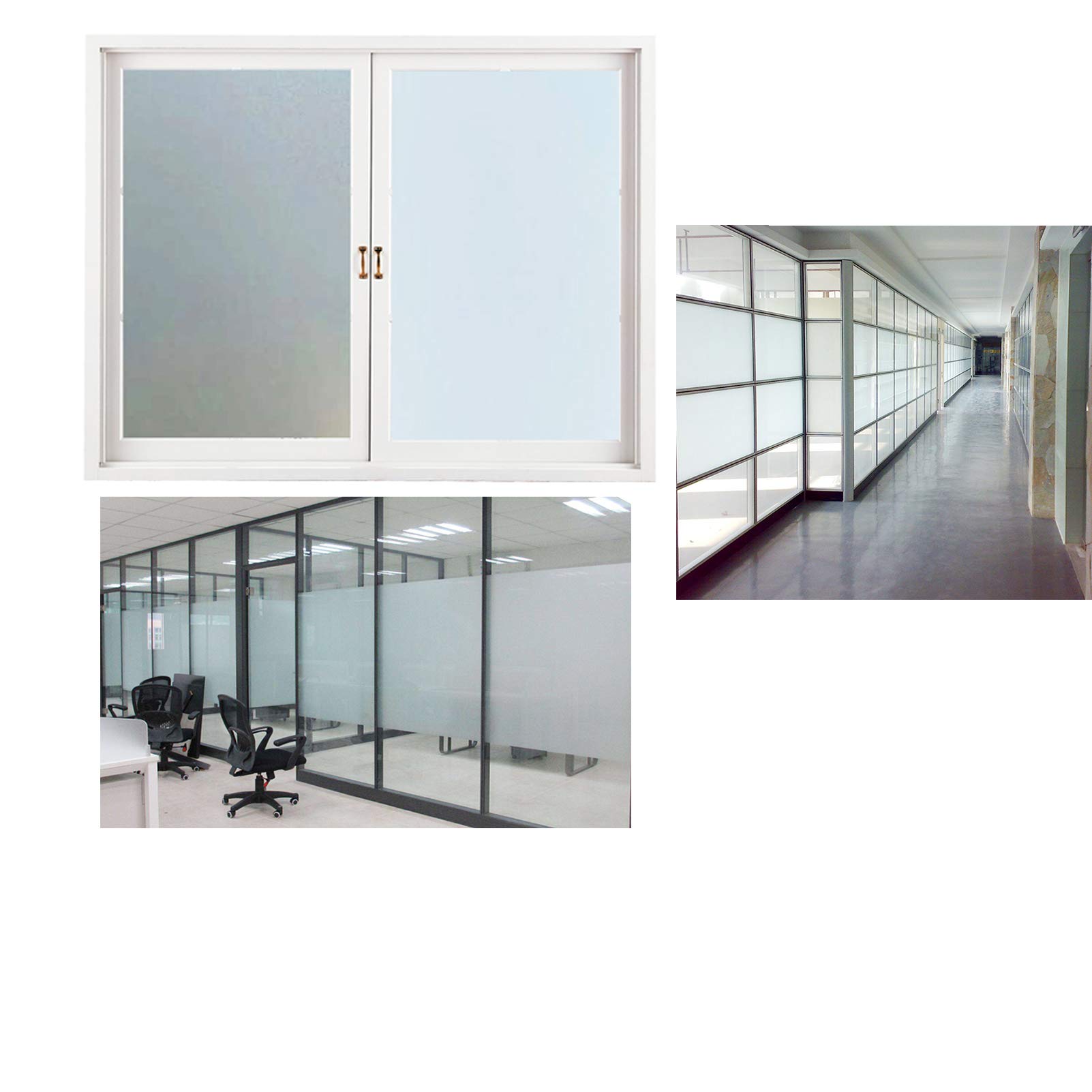 Self-Adhesive Window Privacy Film - Anti UV, No Glue, Easy to Clean Static Cling Vinyl for Bathroom & Shop Windows - White 0.6x10m - Perfect for Home, Office & Commercial Spaces