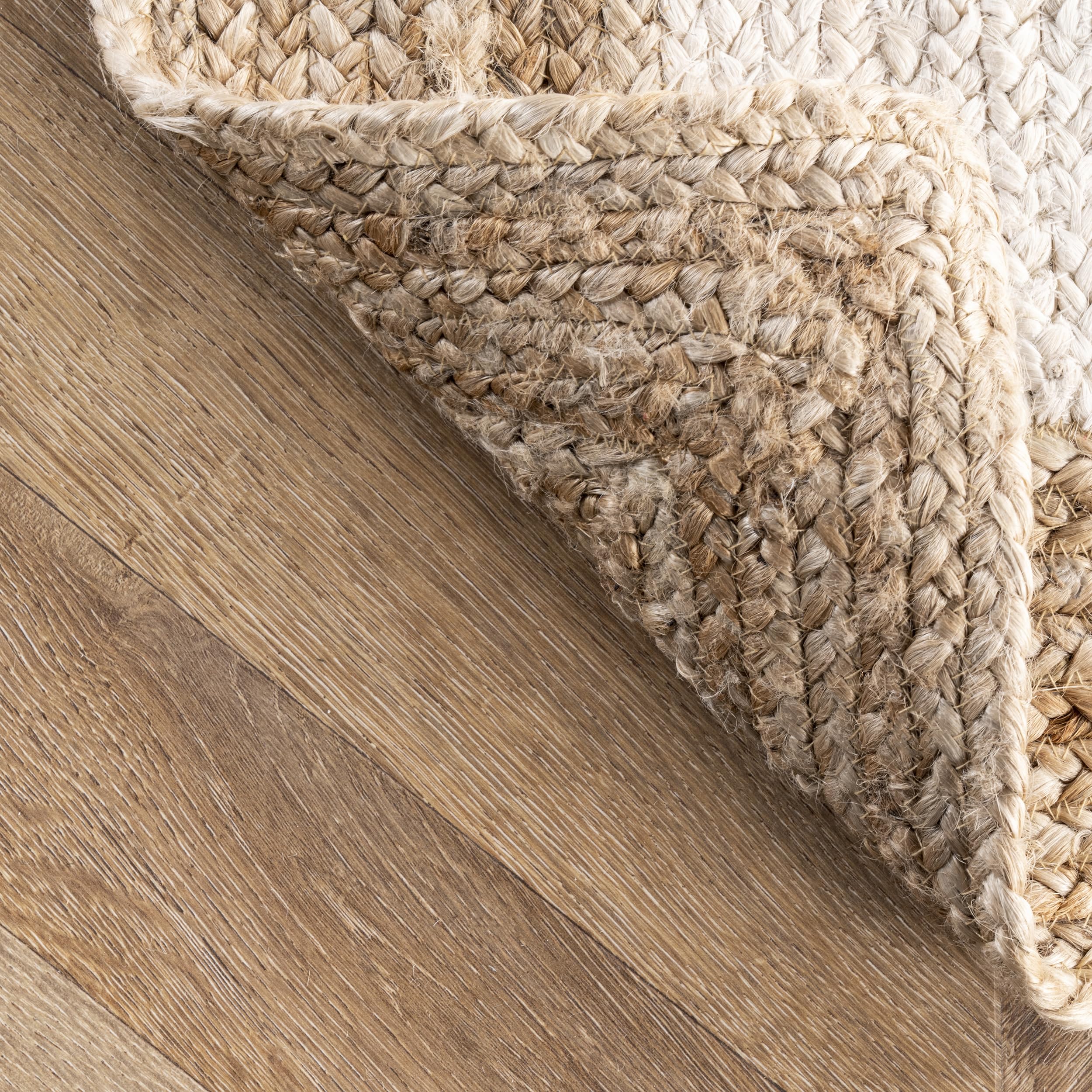nuLOOM Eleonora Natural Jute Area Rug 4x6 Feet, Soft & Durable, White - Perfect for Living Room, Bedroom, or Home Decor