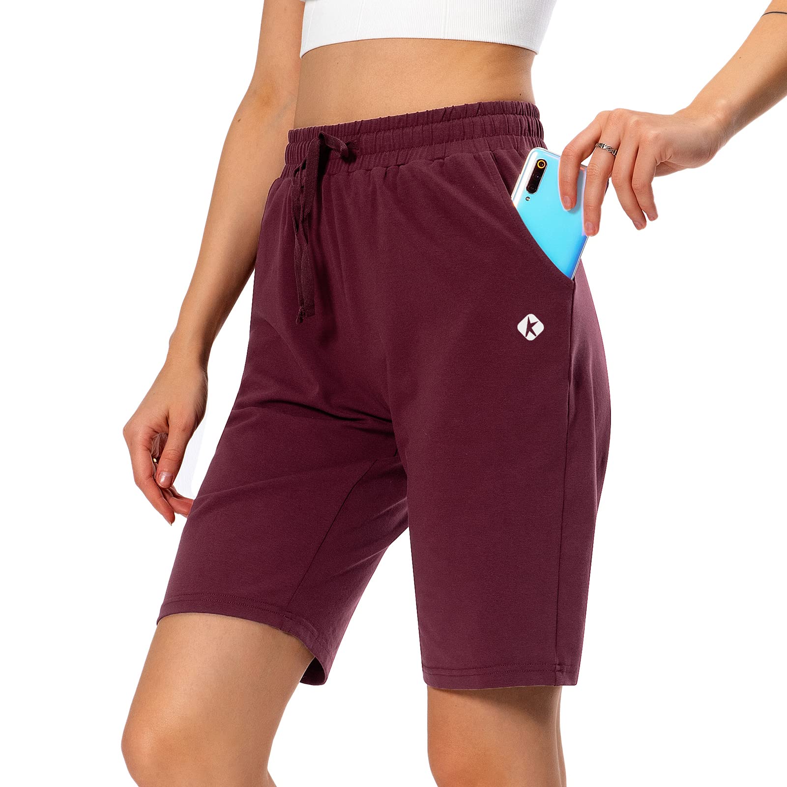 Women's Cotton Bermuda Shorts - Soft Knit Lounge & Walking Shorts with Pockets | Casual Summer Wear, Beach Vacation, Yoga & Home Comfort