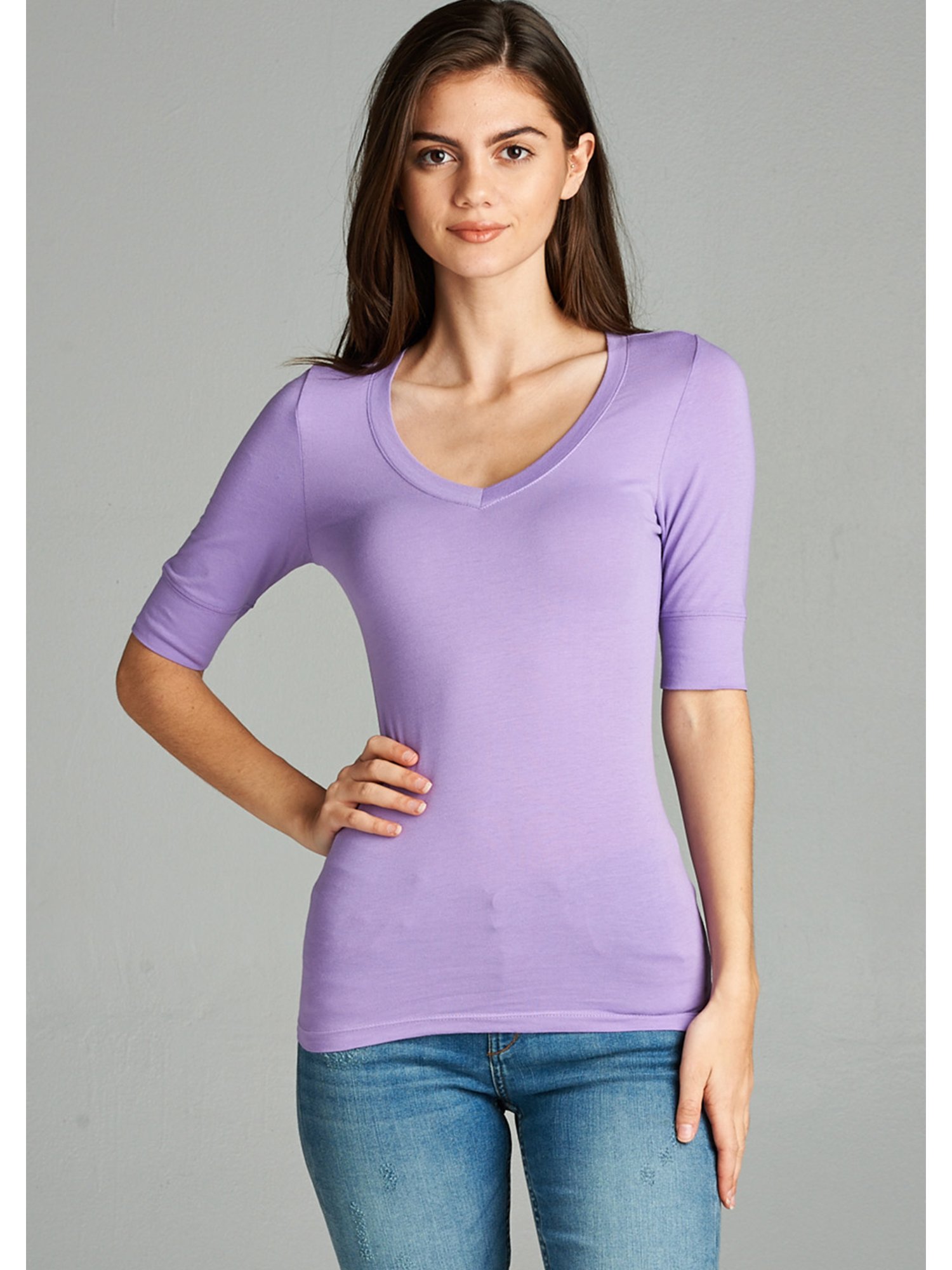 Emmalise Women's Slim Athletic Fit V-Neck T-Shirt - Breathable Half Sleeve Workout Top for Yoga, Running & Gym | Casual Summer Tee