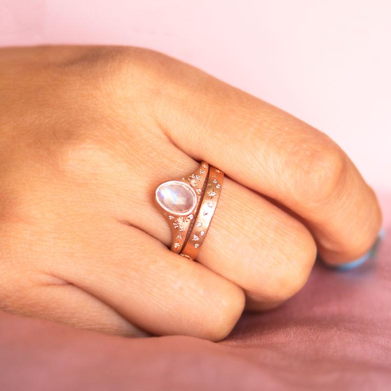 Moonstone Ring for Women - Genuine Moonstone Jewelry with Sterling Silver Band - Perfect for Everyday Wear, Gift Giving & Spiritual Healing