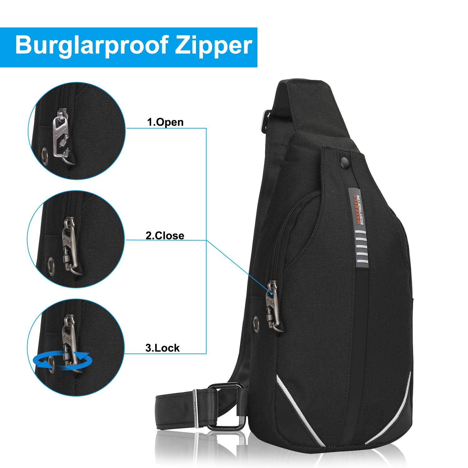 Waterfly Small Crossbody Sling Backpack - Anti-Theft Travel Shoulder Bag for Men & Women | Perfect for Hiking, Commuting & Daily Use