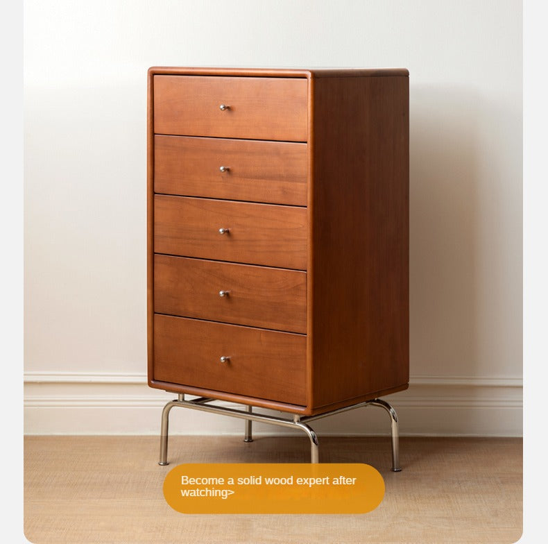 Solid Wood Poplar Dresser - 5-Drawer Storage Chest for Bedroom, Living Room & Office - Natural Wood Finish for Home Organization & Decor