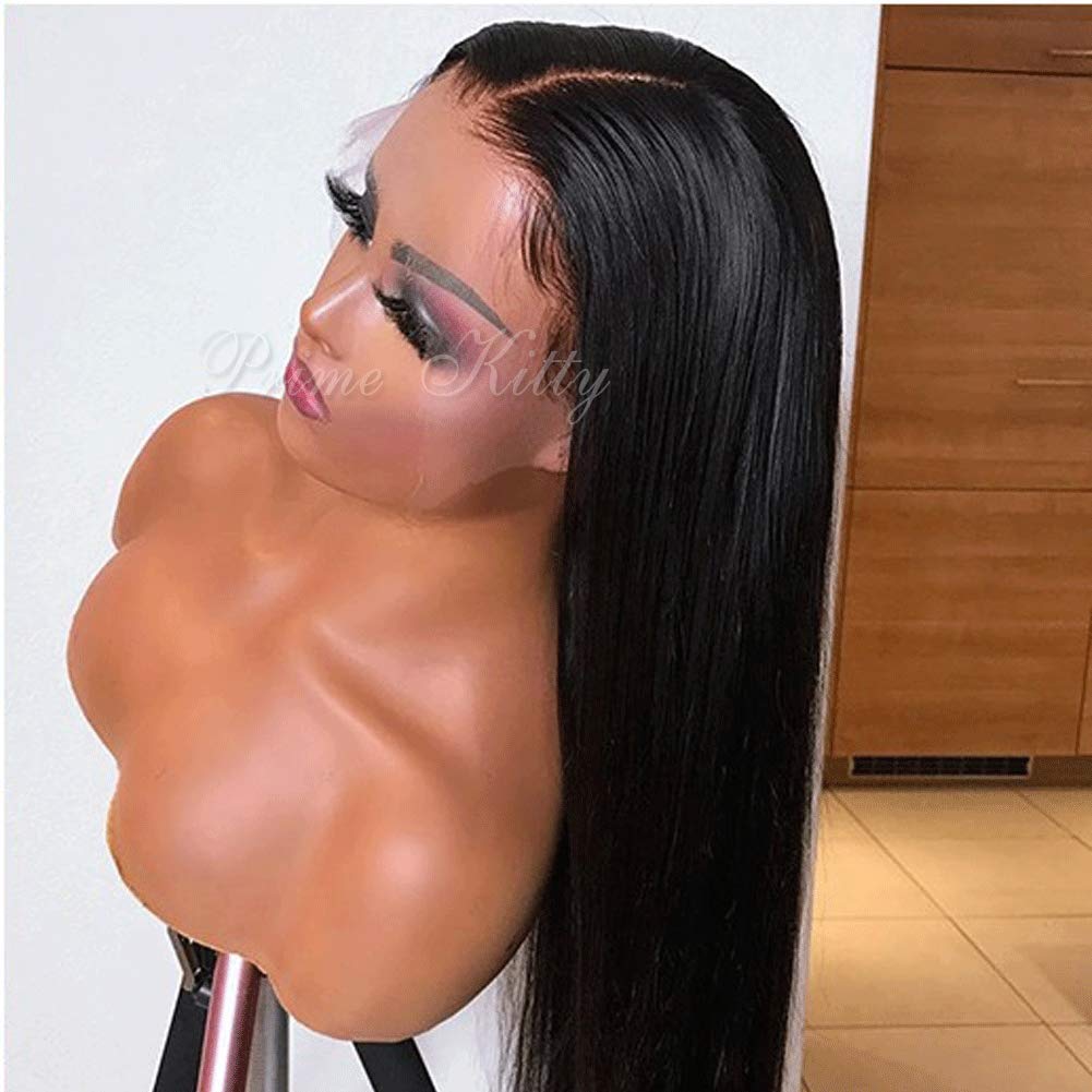 Silky Straight 150% Density 9A Remy Peruvian Human Hair Wig with Baby Hair - 12